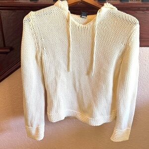 GAP Off-White Knit  Hooded Cozy 100% Cotton Coastal Bohemian Casual Cozy Sweater